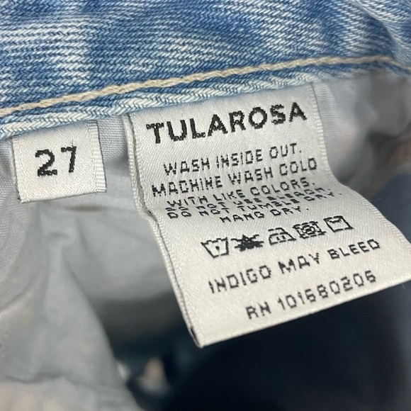 TULAROSA size 27 Hailey Straight Jeans Distressed raw hem light wash - Picture 9 of 9